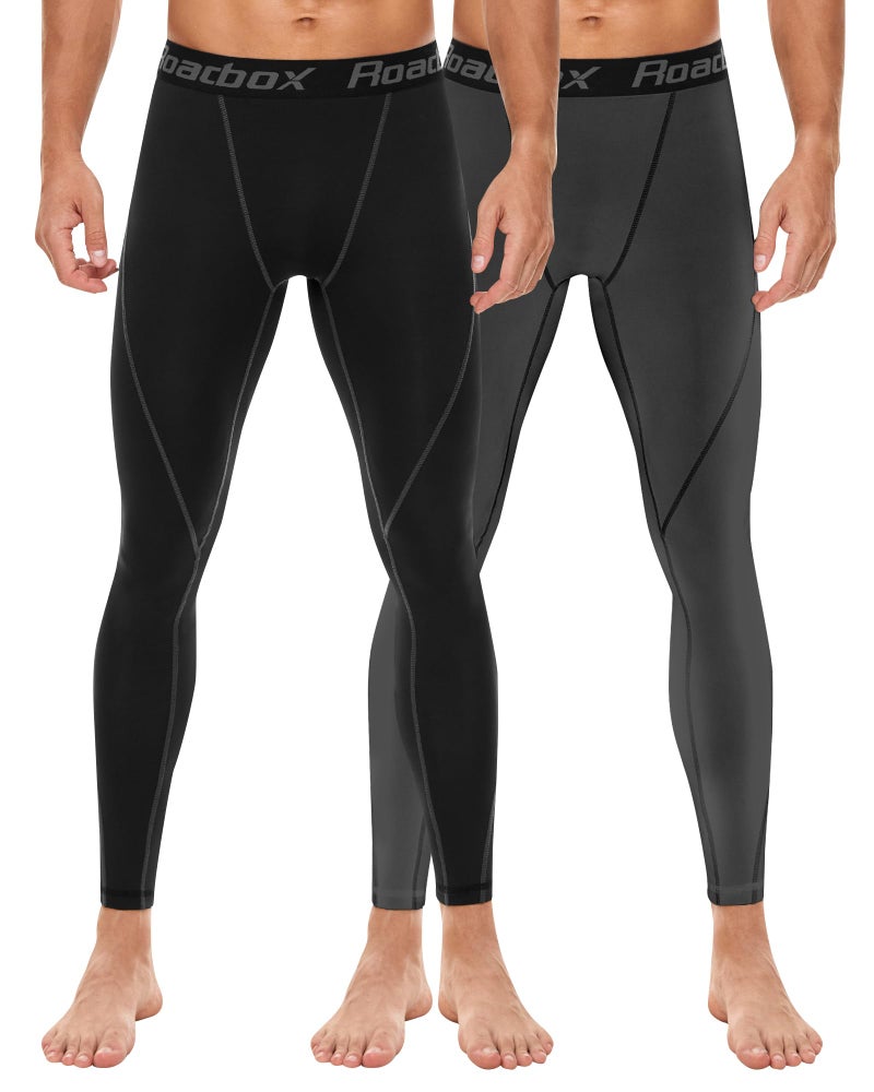 Roadbox 2 Pack Men's Compression Pants Cycling Tights Leggings Cooling Dry Underwear Bottoms Baselayer for Basketball Running - Image 2